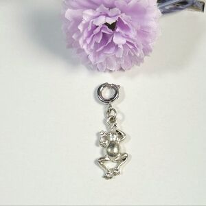 Matte Silver Plated Frog Charm or Pendant Jewelry Making Gifts